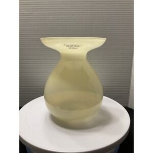 Swedish‎ Art Glass Vase Hand Blown Barbro Wesslander Pia Amsell Pale Yellow 7"